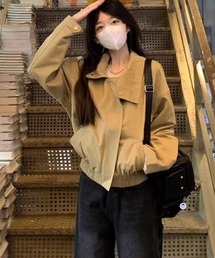 スタンドカラーゆったりブルゾン
