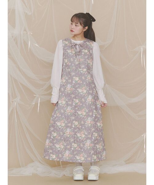merry jenny(メリージェニー)の「パフスリーブベロアトップス(Tシャツ/カットソー・レディース・その他1/チャコールグレー/オフホワイト・FREE)」の5枚目の写真