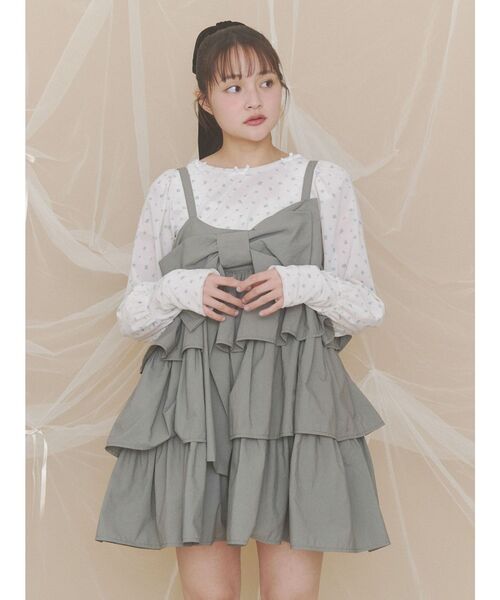 merry jenny(メリージェニー)の「パフスリーブベロアトップス(Tシャツ/カットソー・レディース・その他1/チャコールグレー/オフホワイト・FREE)」の8枚目の写真