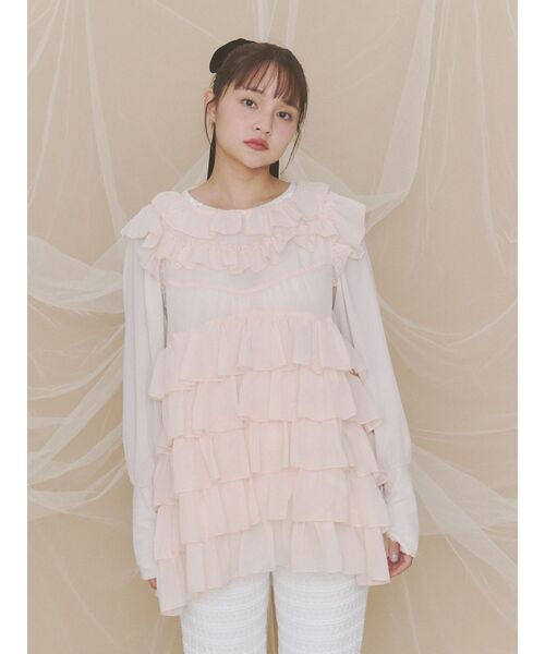 merry jenny(メリージェニー)の「パフスリーブベロアトップス(Tシャツ/カットソー・レディース・その他1/チャコールグレー/オフホワイト・FREE)」の14枚目の写真