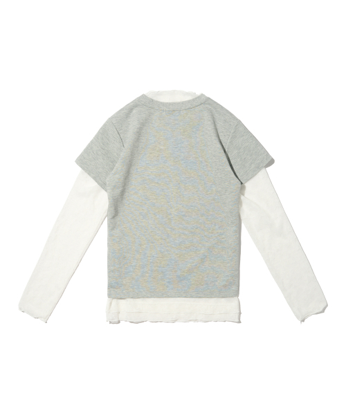 CARGOBROS FOR WOMAN（カーゴブロスフォーウィメン）の「スタシースルーロングスリーブレイヤード半袖Tシャツセット（アイボリー/メランジ）（Tシャツ/カットソー・レディース・その他・FREE）」の2枚目の写真