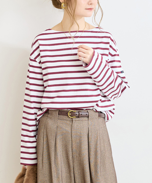 Le Minor(ルミノア)の「ウォッシャブル / Le Minor / ルミノア 別注 ボーダー LS(Tシャツ/カットソー・レディース・ボルドー/ブラック系その他/ネイビー・FREE)」の3枚目の写真