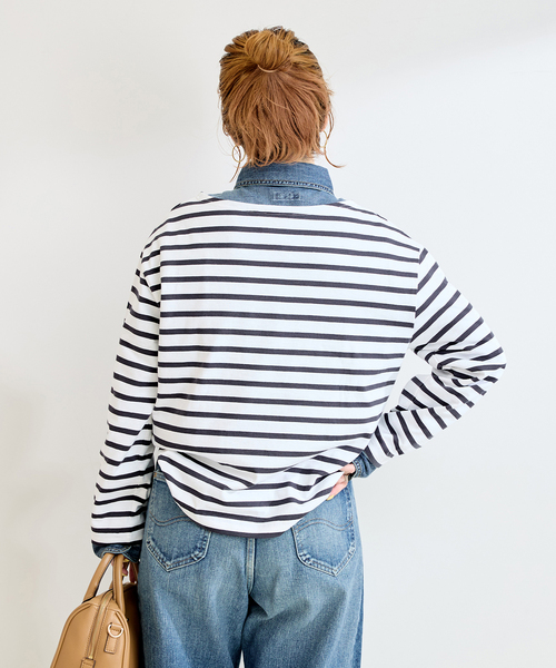 Le Minor(ルミノア)の「ウォッシャブル / Le Minor / ルミノア 別注 ボーダー LS(Tシャツ/カットソー・レディース・ボルドー/ブラック系その他/ネイビー・FREE)」の9枚目の写真