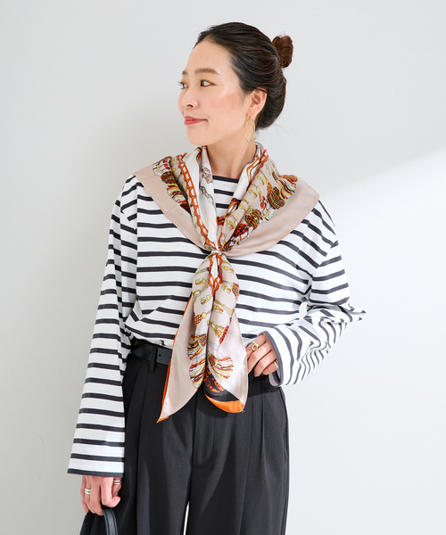 Le Minor(ルミノア)の「ウォッシャブル / Le Minor / ルミノア 別注 ボーダー LS(Tシャツ/カットソー・レディース・ボルドー/ブラック系その他/ネイビー・FREE)」の13枚目の写真