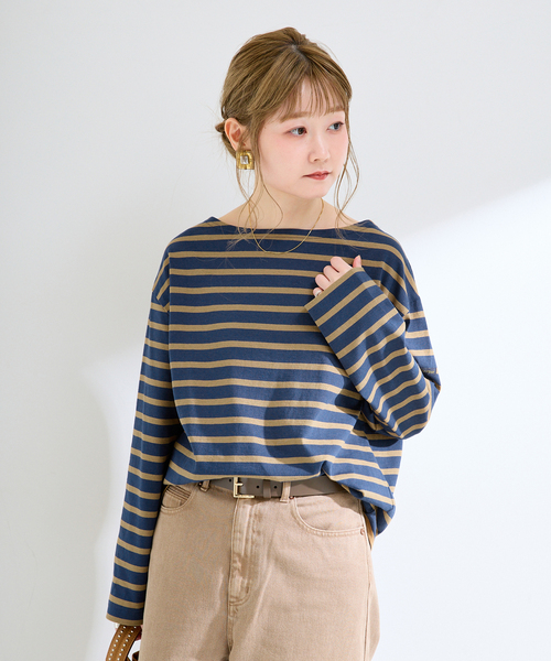 Le Minor(ルミノア)の「ウォッシャブル / Le Minor / ルミノア 別注 ボーダー LS(Tシャツ/カットソー・レディース・ボルドー/ブラック系その他/ネイビー・FREE)」の21枚目の写真