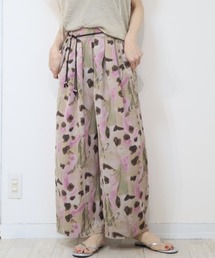選べる5柄 可愛く体型カバーのお腹周りすっきり見えのタックワイドパンツ