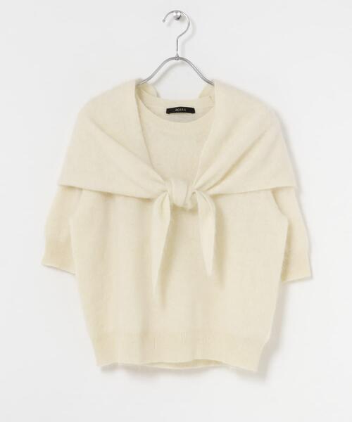 URBAN RESEARCH ROSSO WOMEN(アーバンリサーチ ロッソ)の「ストール付ハーフスリーブファーニット(ニット/セーター・レディース・ベージュ系その他/ライトブルー/オフホワイト・FREE)」の15枚目の写真