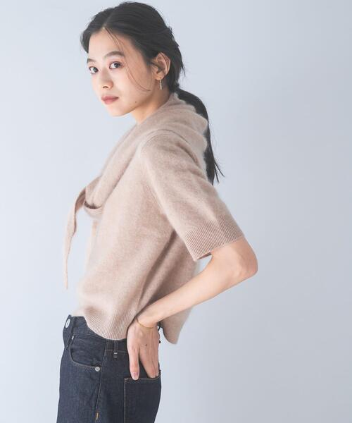 URBAN RESEARCH ROSSO WOMEN(アーバンリサーチ ロッソ)の「ストール付ハーフスリーブファーニット(ニット/セーター・レディース・ベージュ系その他/ライトブルー/オフホワイト・FREE)」の19枚目の写真