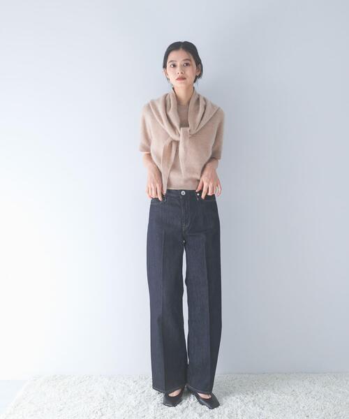 URBAN RESEARCH ROSSO WOMEN(アーバンリサーチ ロッソ)の「ストール付ハーフスリーブファーニット(ニット/セーター・レディース・ベージュ系その他/ライトブルー/オフホワイト・FREE)」の22枚目の写真