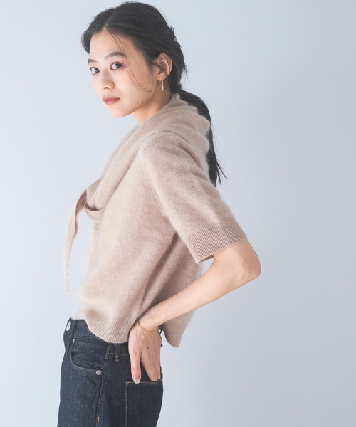 URBAN RESEARCH ROSSO WOMEN(アーバンリサーチ ロッソ)の「ストール付ハーフスリーブファーニット(ニット/セーター・レディース・ベージュ系その他/ライトブルー/オフホワイト・FREE)」の12枚目の写真