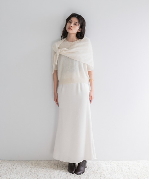 URBAN RESEARCH ROSSO WOMEN(アーバンリサーチ ロッソ)の「ストール付ハーフスリーブファーニット(ニット/セーター・レディース・ベージュ系その他/ライトブルー/オフホワイト・FREE)」の20枚目の写真
