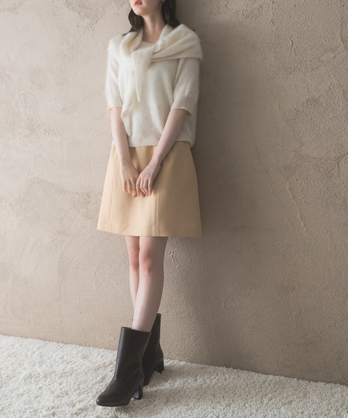 URBAN RESEARCH ROSSO WOMEN(アーバンリサーチ ロッソ)の「ストール付ハーフスリーブファーニット(ニット/セーター・レディース・ベージュ系その他/ライトブルー/オフホワイト・FREE)」の22枚目の写真