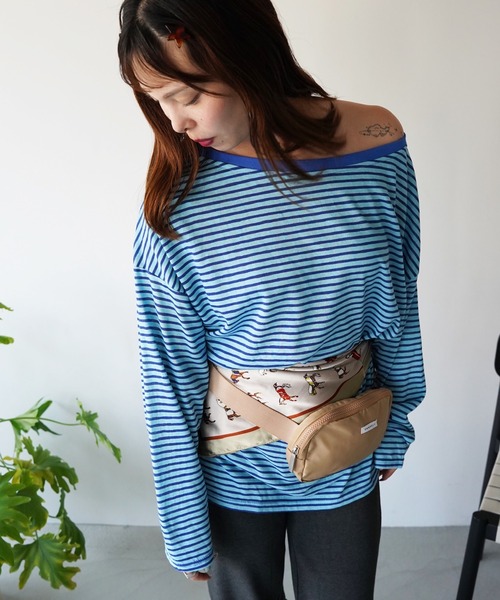 SANSeLF(サンセルフ)の「【SANSeLF】ワイドネックボーダーロングスリーブトップス saw26a013(Tシャツ/カットソー・レディース・ブルー/レッド・FREE)」の10枚目の写真