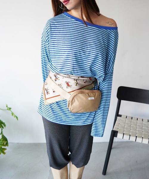 SANSeLF(サンセルフ)の「【SANSeLF】ワイドネックボーダーロングスリーブトップス saw26a013(Tシャツ/カットソー・レディース・ブルー/レッド・FREE)」の12枚目の写真