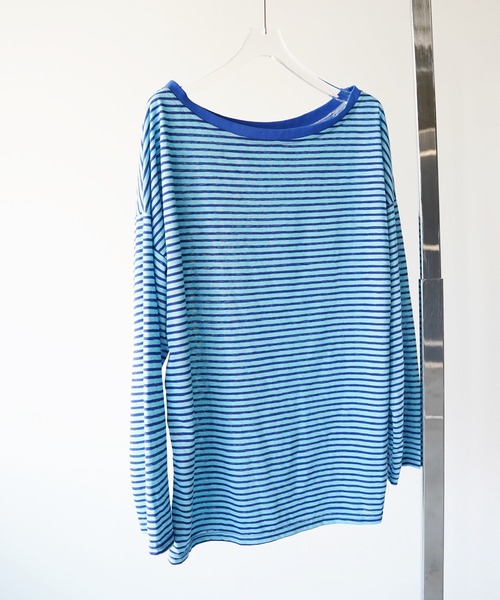 SANSeLF(サンセルフ)の「【SANSeLF】ワイドネックボーダーロングスリーブトップス saw26a013(Tシャツ/カットソー・レディース・ブルー/レッド・FREE)」の13枚目の写真