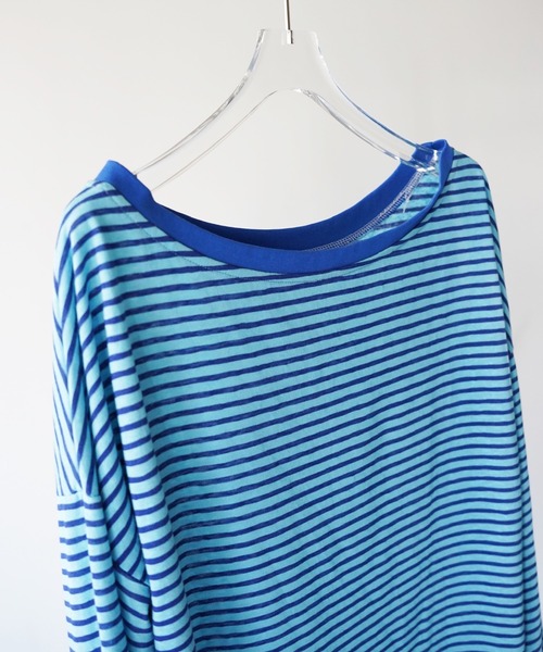 SANSeLF(サンセルフ)の「【SANSeLF】ワイドネックボーダーロングスリーブトップス saw26a013(Tシャツ/カットソー・レディース・ブルー/レッド・FREE)」の14枚目の写真