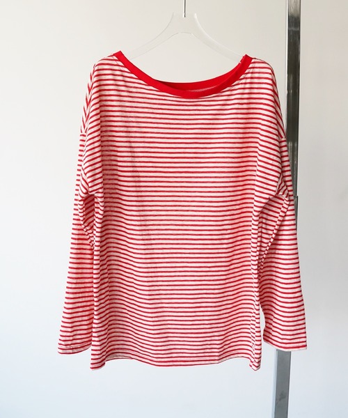 SANSeLF(サンセルフ)の「【SANSeLF】ワイドネックボーダーロングスリーブトップス saw26a013(Tシャツ/カットソー・レディース・ブルー/レッド・FREE)」の17枚目の写真