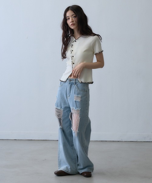 Clum(クルム)の「contrast mellow rib top / 配色メロウリブトップス(Tシャツ/カットソー・レディース・アイボリー・FREE)」の13枚目の写真