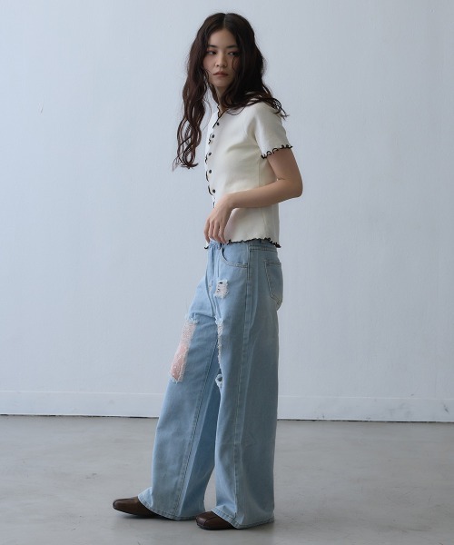 Clum(クルム)の「contrast mellow rib top / 配色メロウリブトップス(Tシャツ/カットソー・レディース・アイボリー・FREE)」の14枚目の写真