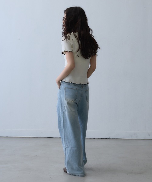 Clum(クルム)の「contrast mellow rib top / 配色メロウリブトップス(Tシャツ/カットソー・レディース・アイボリー・FREE)」の15枚目の写真