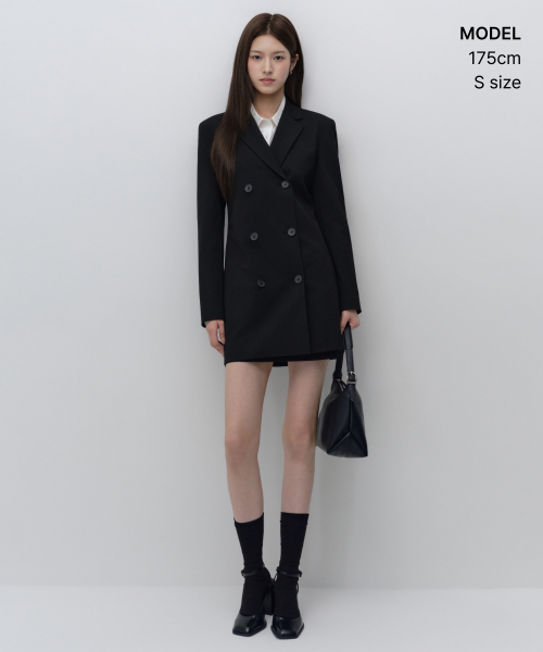 MUSINSA STANDARD WOMAN（ムシンサスタンダードウーマン）の「ウィメンズダブルブレストブレザー ドレス [ブラック]（ワンピース・レディース・その他・X-SMALL/SMALL/MEDIUM/LARGE）」の3枚目の写真
