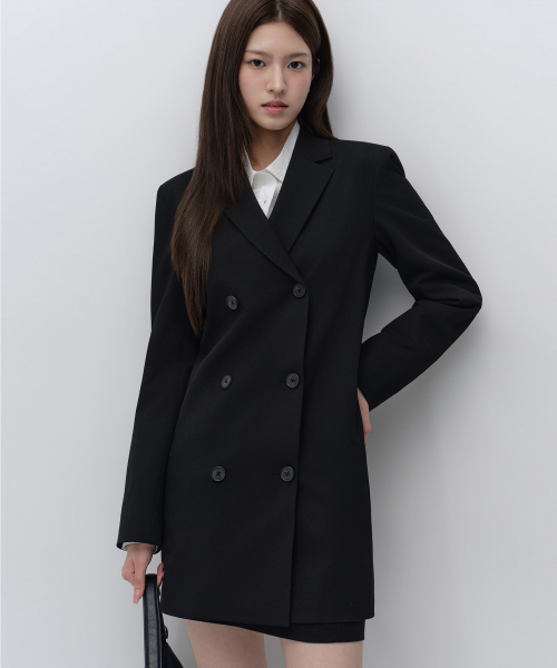 MUSINSA STANDARD WOMAN（ムシンサスタンダードウーマン）の「ウィメンズダブルブレストブレザー ドレス [ブラック]（ワンピース・レディース・その他・X-SMALL/SMALL/MEDIUM/LARGE）」の4枚目の写真