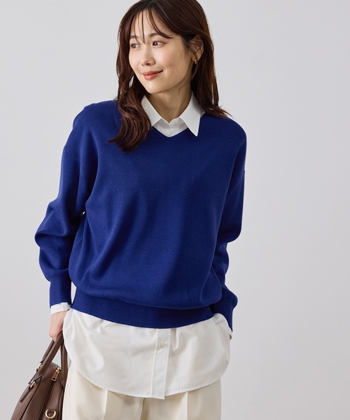 ROPE' PICNIC(ロペピクニック)の「【WEB限定カラー】マシュマロニットVネックプルオーバー(ニット/セーター・レディース・ブラック/サックスブルー/ダークブラウン/ブルー/クリーム/ワイン/キナリ・FREE)」の6枚目の写真