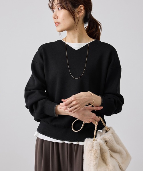 ROPE' PICNIC(ロペピクニック)の「【WEB限定カラー】マシュマロニットVネックプルオーバー(ニット/セーター・レディース・ブラック/サックスブルー/ダークブラウン/ブルー/クリーム/ワイン/キナリ・FREE)」の1枚目の写真