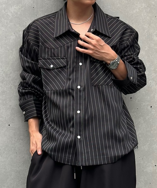 MandO(エムオー)(エムオー)の「【ユニセックス】ショート丈アソートウエスタンシャツ/チェック&ストライプ(シャツ/ブラウス・メンズ・ブラック系その他/カーキ系/ホワイト系その他/ブラウン系その他/ブラック系その他2・MEDIUM/LARGE)」の19枚目の写真