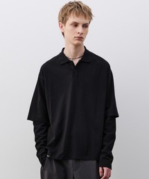 AFF AIVER 16/-ウォッシュ天竺レイヤードポロ