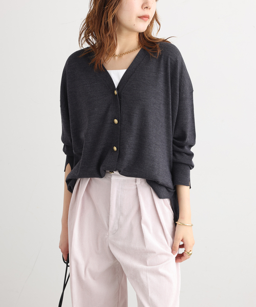 journal standard L'essage(ジャーナルスタンダードレサージュ)の「CASHWOOL Vネックカーディガン(カーディガン/ボレロ・レディース・ライトグレー/ブルー/ブラウン系その他・FREE)」の1枚目の写真
