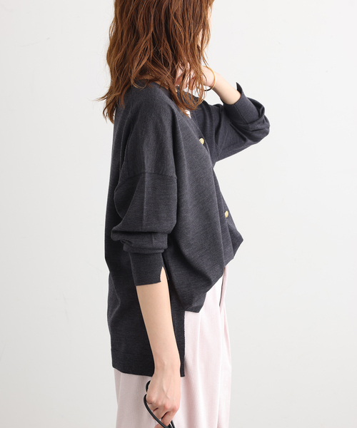 journal standard L'essage(ジャーナルスタンダードレサージュ)の「CASHWOOL Vネックカーディガン(カーディガン/ボレロ・レディース・ライトグレー/ブルー/ブラウン系その他・FREE)」の7枚目の写真