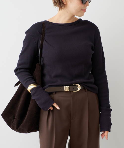 Deuxieme Classe(ドゥーズィエムクラス)の「*WOOLY WAFFLE プルオーバー(Tシャツ/カットソー・レディース・ネイビー/ホワイト/ライトグレー・FREE)」の3枚目の写真