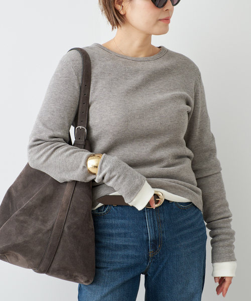 Deuxieme Classe(ドゥーズィエムクラス)の「*WOOLY WAFFLE プルオーバー(Tシャツ/カットソー・レディース・ネイビー/ホワイト/ライトグレー・FREE)」の1枚目の写真