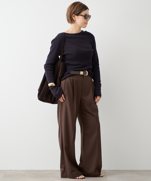 Deuxieme Classe(ドゥーズィエムクラス)の「*WOOLY WAFFLE プルオーバー(Tシャツ/カットソー・レディース・ネイビー/ホワイト/ライトグレー・FREE)」の6枚目の写真