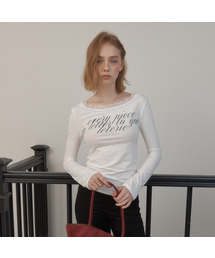 LACE LETTERING OFF-SHOULDER LONG SLEEVE_WHITE