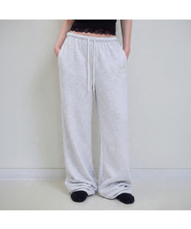 ローズ刺繍スタンダードスウェットパンツ [ホワイトメランジ]