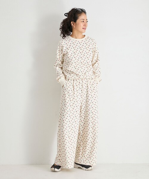 Freada(フリーダ)の「Freada/フリーダ 小花柄 サーマル ワイドパンツ(その他パンツ・レディース・ブラック/オフホワイト・ONE SIZE)」の12枚目の写真
