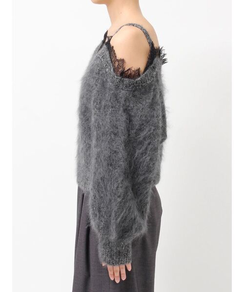 LAGUNAMOON（ラグナムーン）の「レースオフショルウールニット（ニット/セーター・レディース・チャコールグレー/ピンク/アイボリー・FREE）」の12枚目の写真