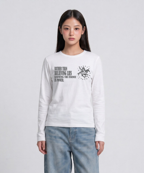 VANNWORKS（バンワークス）の「DARK HORSE クロップ長袖Tシャツ (VLS0229) ホワイト（Tシャツ/カットソー・レディース・その他・MEDIUM/LARGE/X-LARGE/SMALL）」の3枚目の写真
