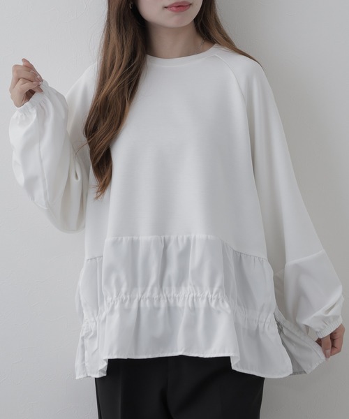 crossi(クロッシー)の「異素材フリル切替プルオーバー 長袖(Tシャツ/カットソー・レディース・ホワイト・FREE)」の11枚目の写真