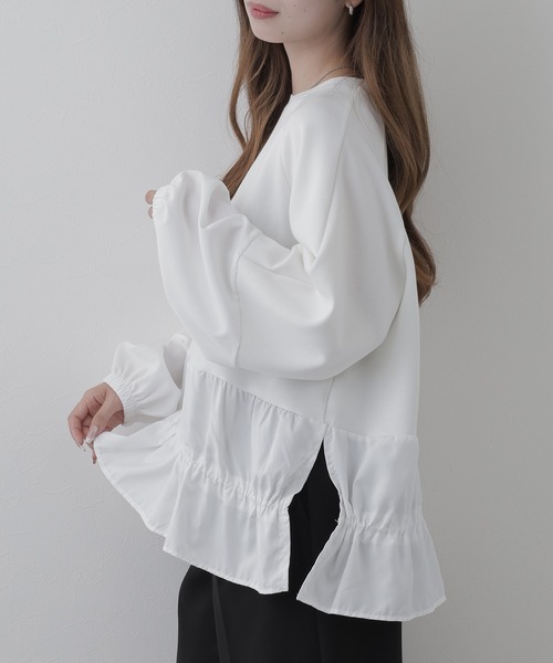 crossi(クロッシー)の「異素材フリル切替プルオーバー 長袖(Tシャツ/カットソー・レディース・ホワイト・FREE)」の12枚目の写真