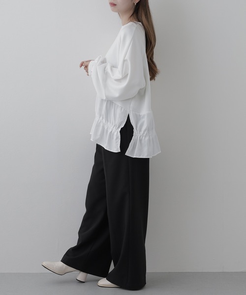 crossi(クロッシー)の「異素材フリル切替プルオーバー 長袖(Tシャツ/カットソー・レディース・ホワイト・FREE)」の5枚目の写真