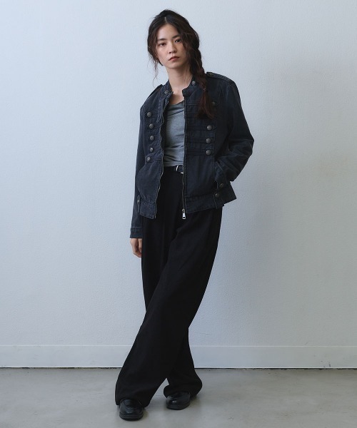 Clum(クルム)の「metal button napoleon denim jacket / メタルボタンナポレオンデニムジャケット(ミリタリージャケット・レディース・ブラック・SMALL/MEDIUM/LARGE)」の10枚目の写真