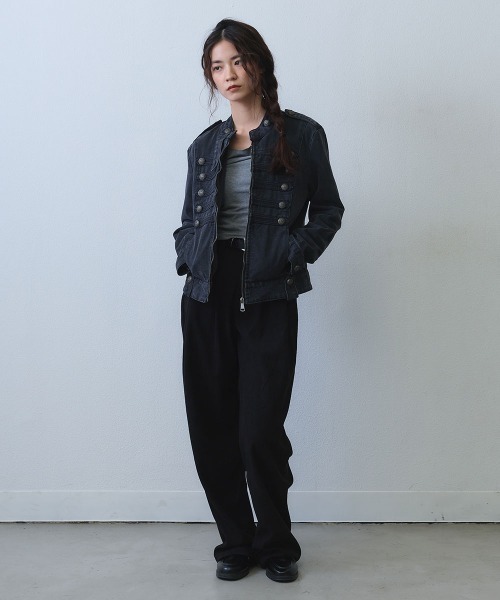 Clum(クルム)の「metal button napoleon denim jacket / メタルボタンナポレオンデニムジャケット(ミリタリージャケット・レディース・ブラック・SMALL/MEDIUM/LARGE)」の11枚目の写真