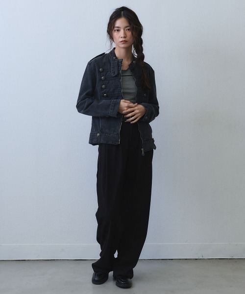 Clum(クルム)の「metal button napoleon denim jacket / メタルボタンナポレオンデニムジャケット(ミリタリージャケット・レディース・ブラック・SMALL/MEDIUM/LARGE)」の12枚目の写真