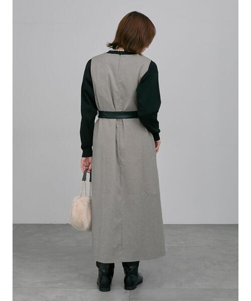 Te chichi(テチチ)の「ベルト付きフレアジャンパースカート(ワンピース・レディース・ベージュ/ブラウン・F)」の8枚目の写真