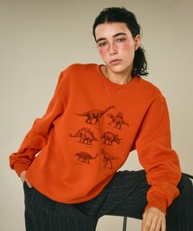 Russell Athletic（ラッセルアスレティック）の「sowhat vintage×Russell Athletic×NOMINE 恐竜プリント クルーネック スウェット｜オーバーサイズシルエット ユニセックス 裏起毛（スウェット）」