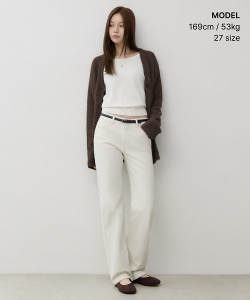 MUSINSA STANDARD WOMAN（ムシンサスタンダードウーマン）の「ウィメンズ裏起毛ストレートデニムパンツ[クリーム]（デニムパンツ・レディース・その他・30/24/25/26/27/28/29）」の2枚目の写真