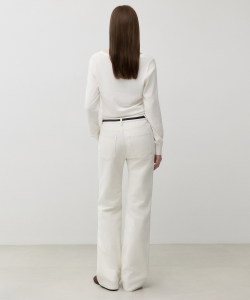 MUSINSA STANDARD WOMAN（ムシンサスタンダードウーマン）の「ウィメンズ裏起毛ストレートデニムパンツ[クリーム]（デニムパンツ・レディース・その他・30/24/25/26/27/28/29）」の3枚目の写真